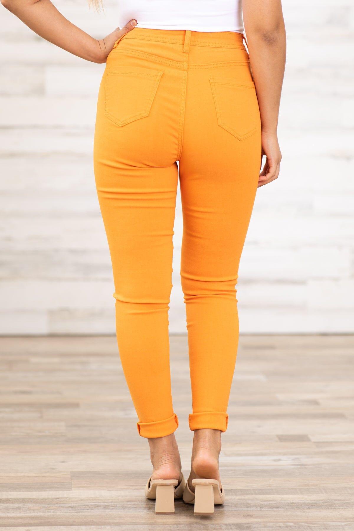 Orange Skinny Fit High Rise Pants Product Image