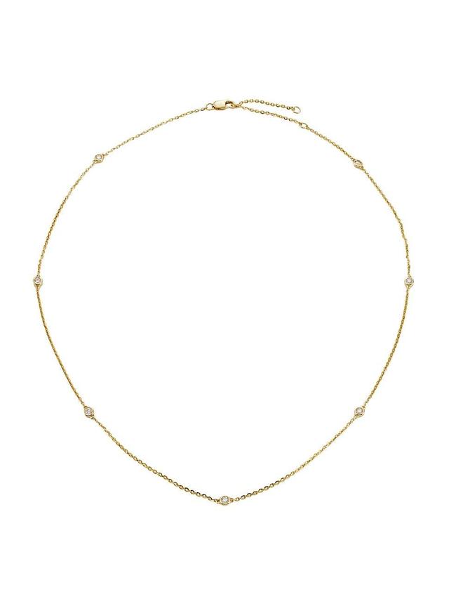 Womens 14K Gold & 0.35 TCW Diamond Station Necklace Product Image