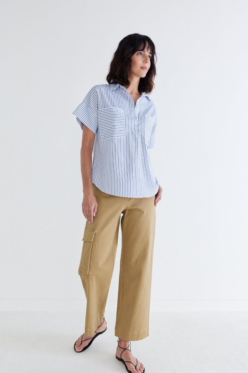 Walk the Line Short Sleeve Poplin Top Product Image