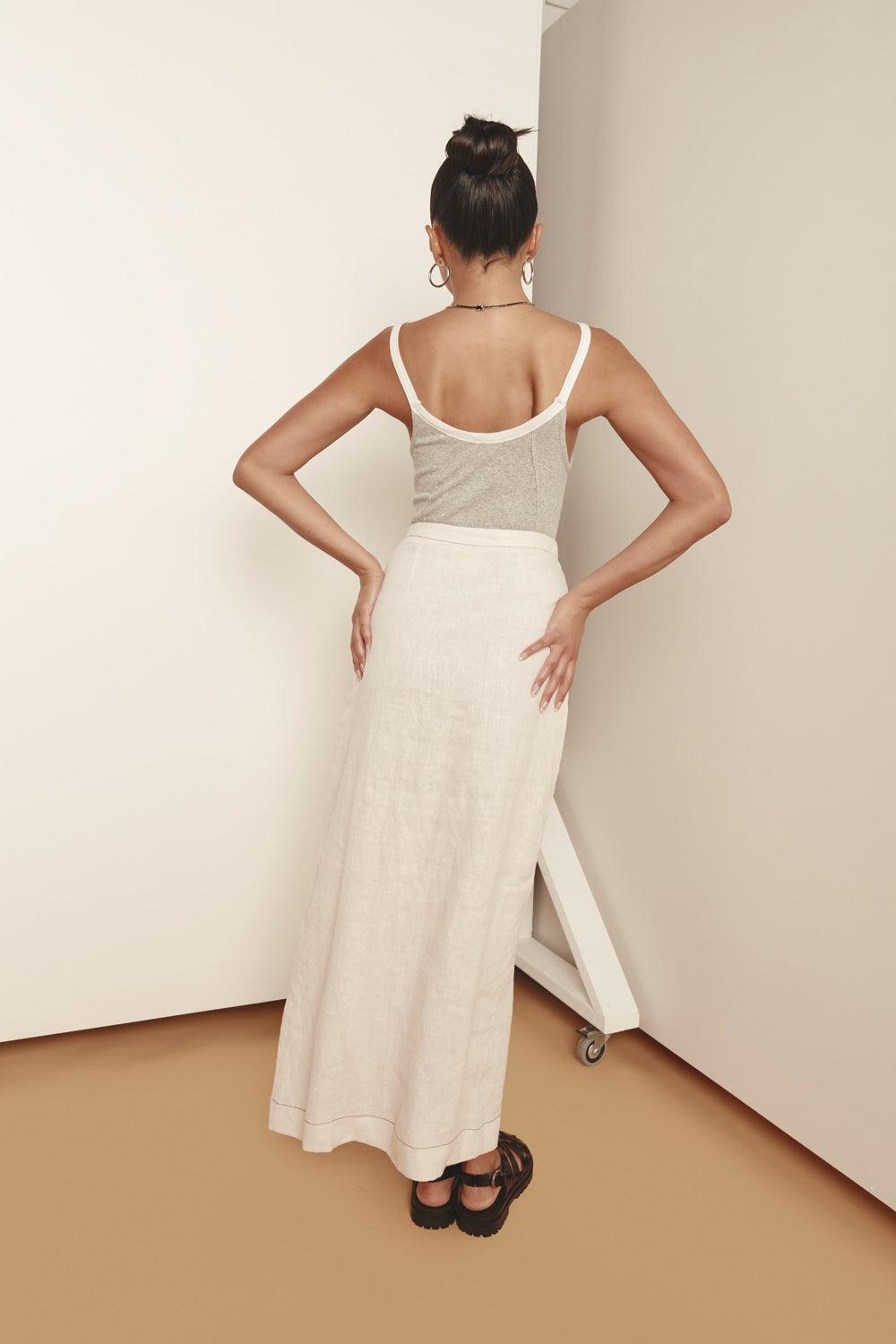 Carla Linen Maxi Skirt White Product Image