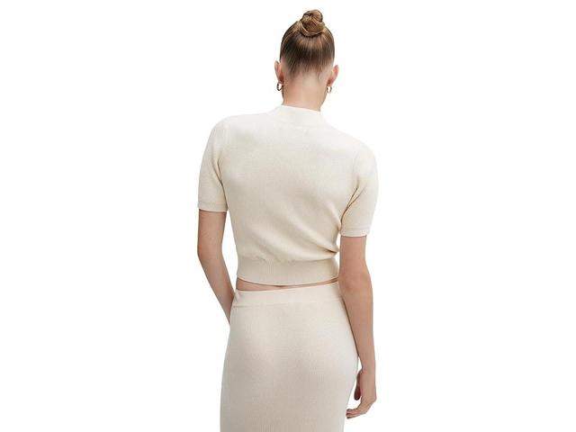 MANGO - Ribbed midi skirt beige - L - Women Product Image