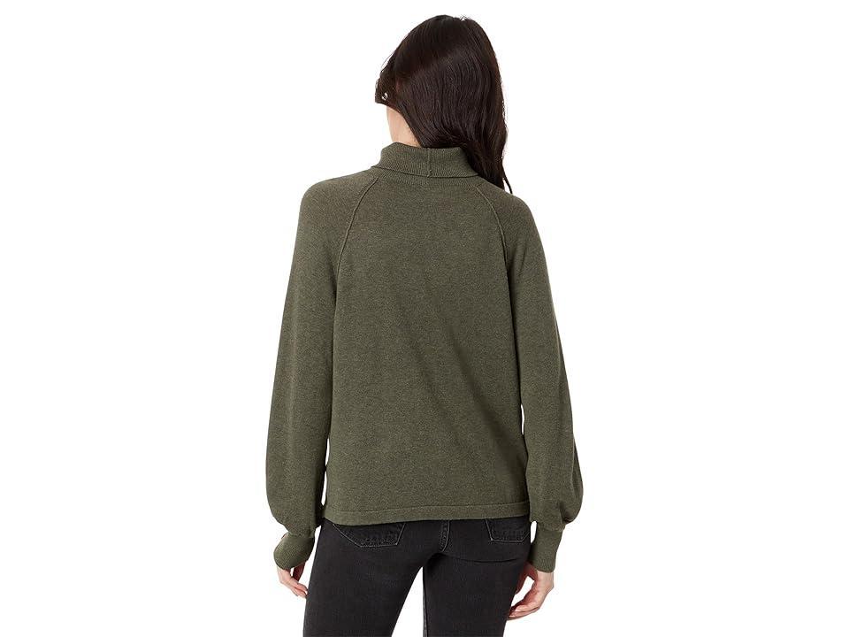 Lilla P Snap Cuff Turtleneck Sweater (Moss) Women's Clothing Product Image