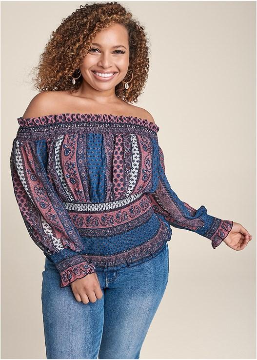 Printed Smocked Top Product Image