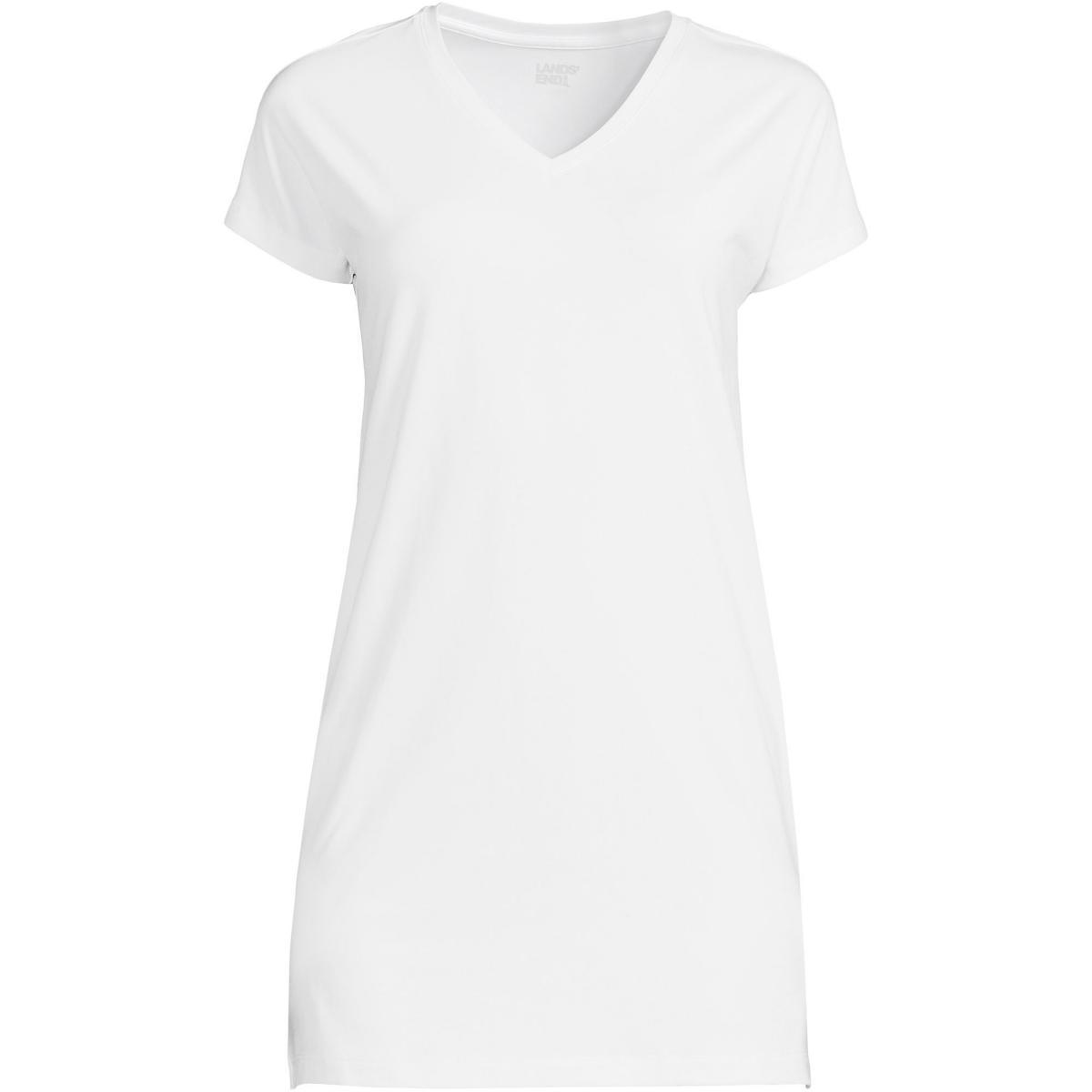 Lands End Womens Short Sleeve Jersey Extra Long V neck Tunic Product Image