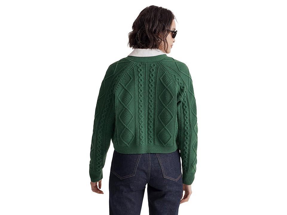 Madewell Cable-Knit Crop Cardigan (Varsity ) Women's Clothing Product Image