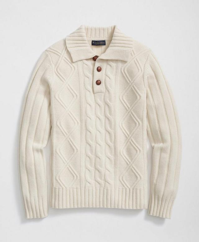 Merino Wool Polo Sweater in Aran Knit Product Image