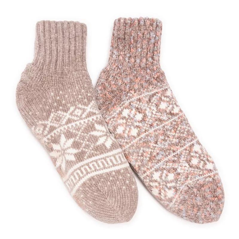 MUK LUKS Womens 2-Pack Chenille Cabin Socks Brown Product Image