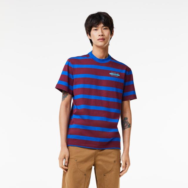 Men's Striped 3D Print Cotton T-Shirt Product Image