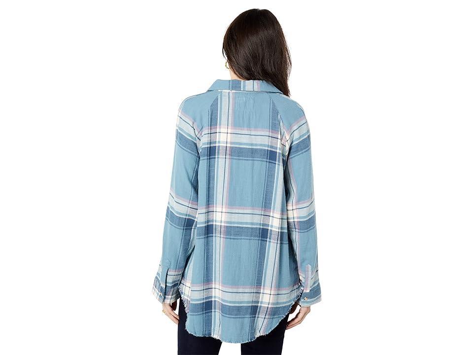 Lucky Brand Tunic Plaid Shirt (Blue Plaid) Women's Clothing Product Image