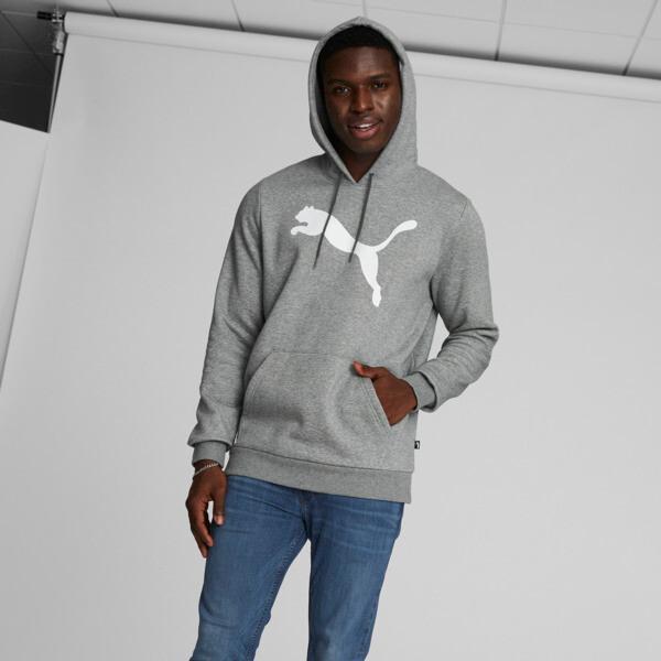 PUMA Big Cat Men's Logo Hoodie in Medium Grey Heather Product Image