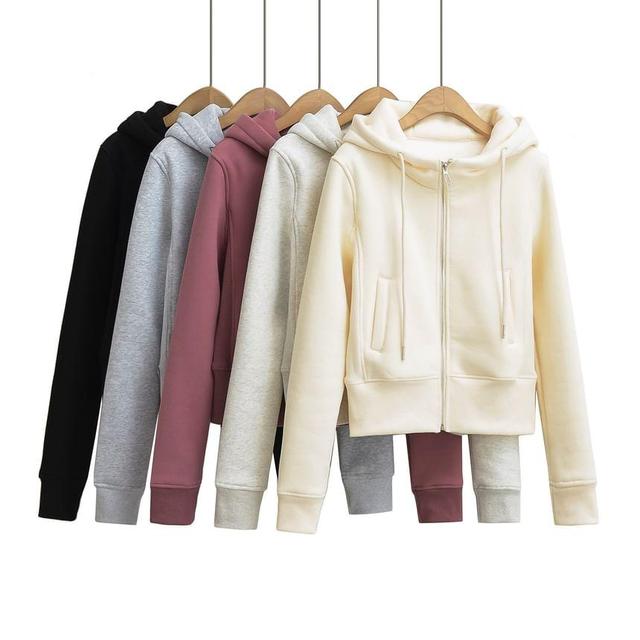 Drawstring Zip Hoodie Product Image