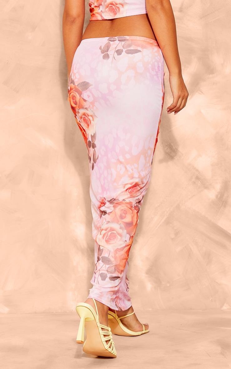 Petite Pink Printed Mesh Low Waist Maxi Skirt Product Image