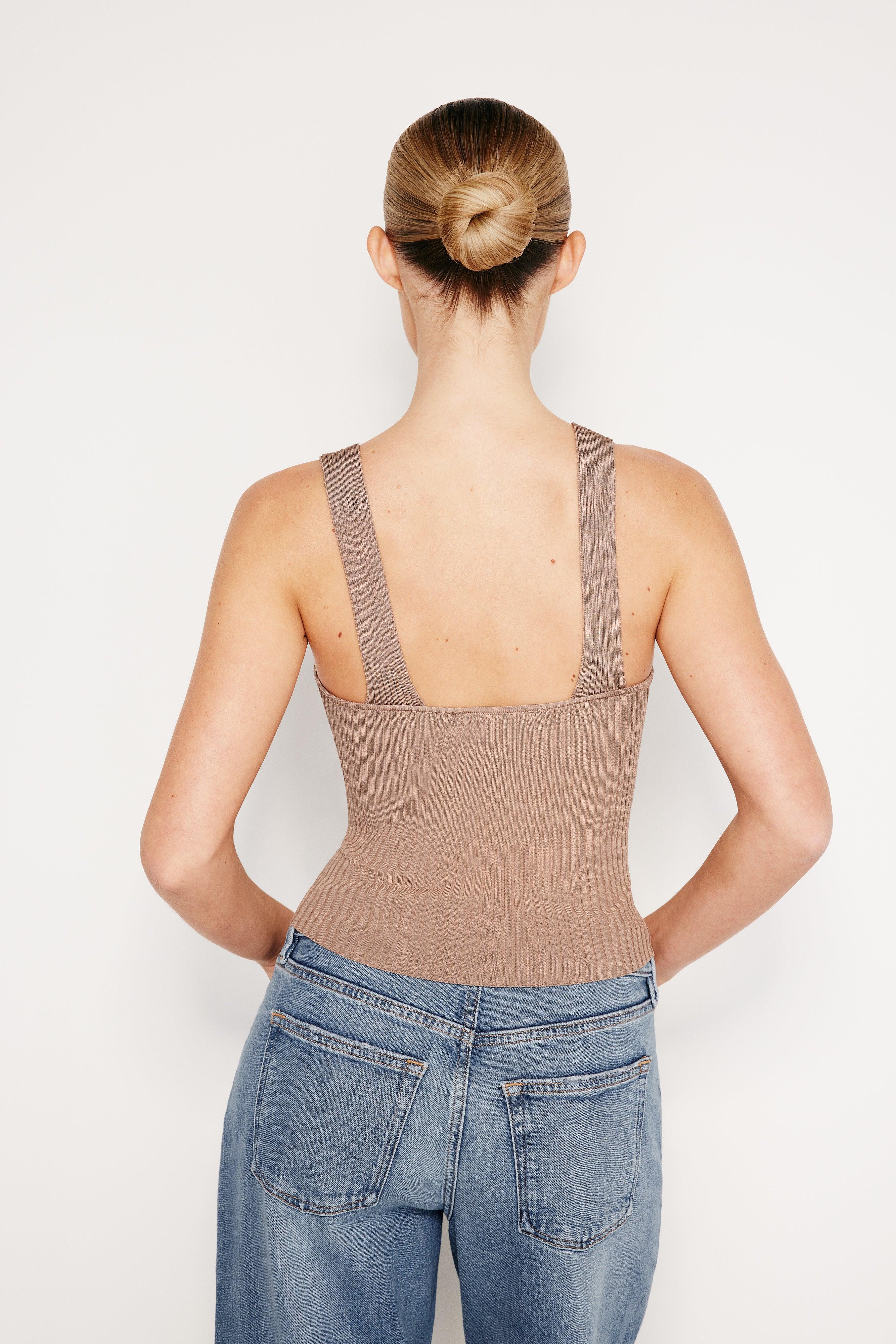 STRETCH RIB TANK TOP | PUTTY001 Product Image