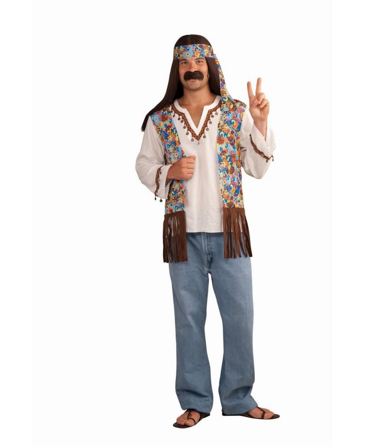 BuySeasons Mens Hippie Groovy Adult Costume Set - White Product Image