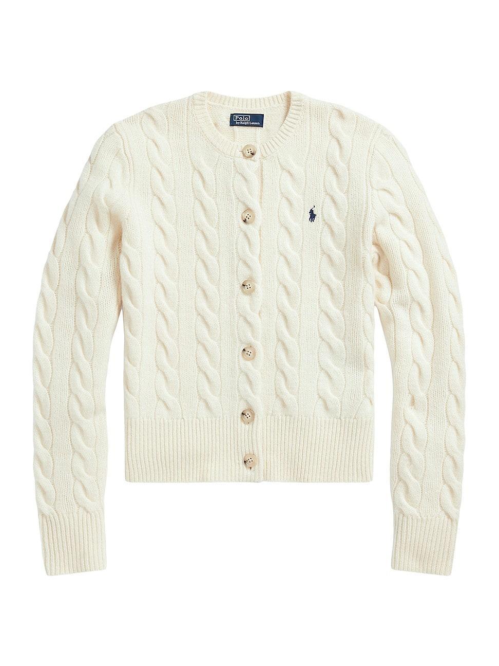 Womens Cable-Knit Wool & Cashmere Cardigan product image