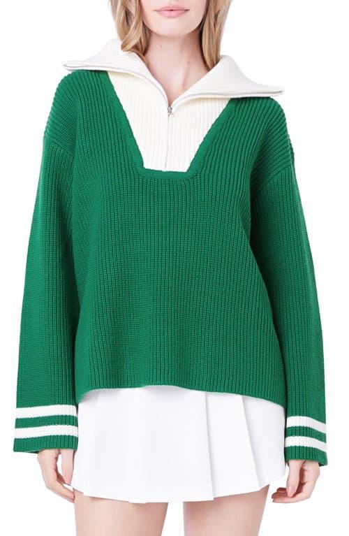 English Factory Colorblock Half-Zip Sweater Product Image