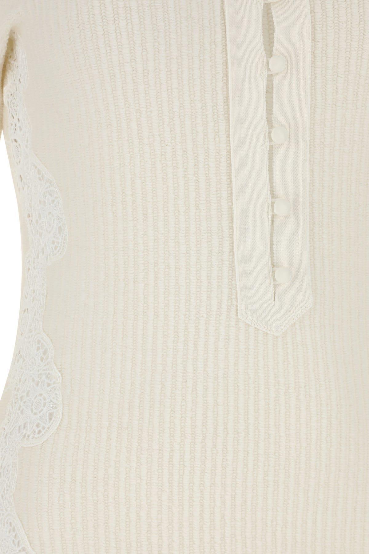 Ribbed-knit Wool Top In Cream Product Image