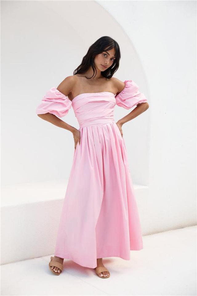 Bella Off-Shoulder Maxi Dress Pink Product Image