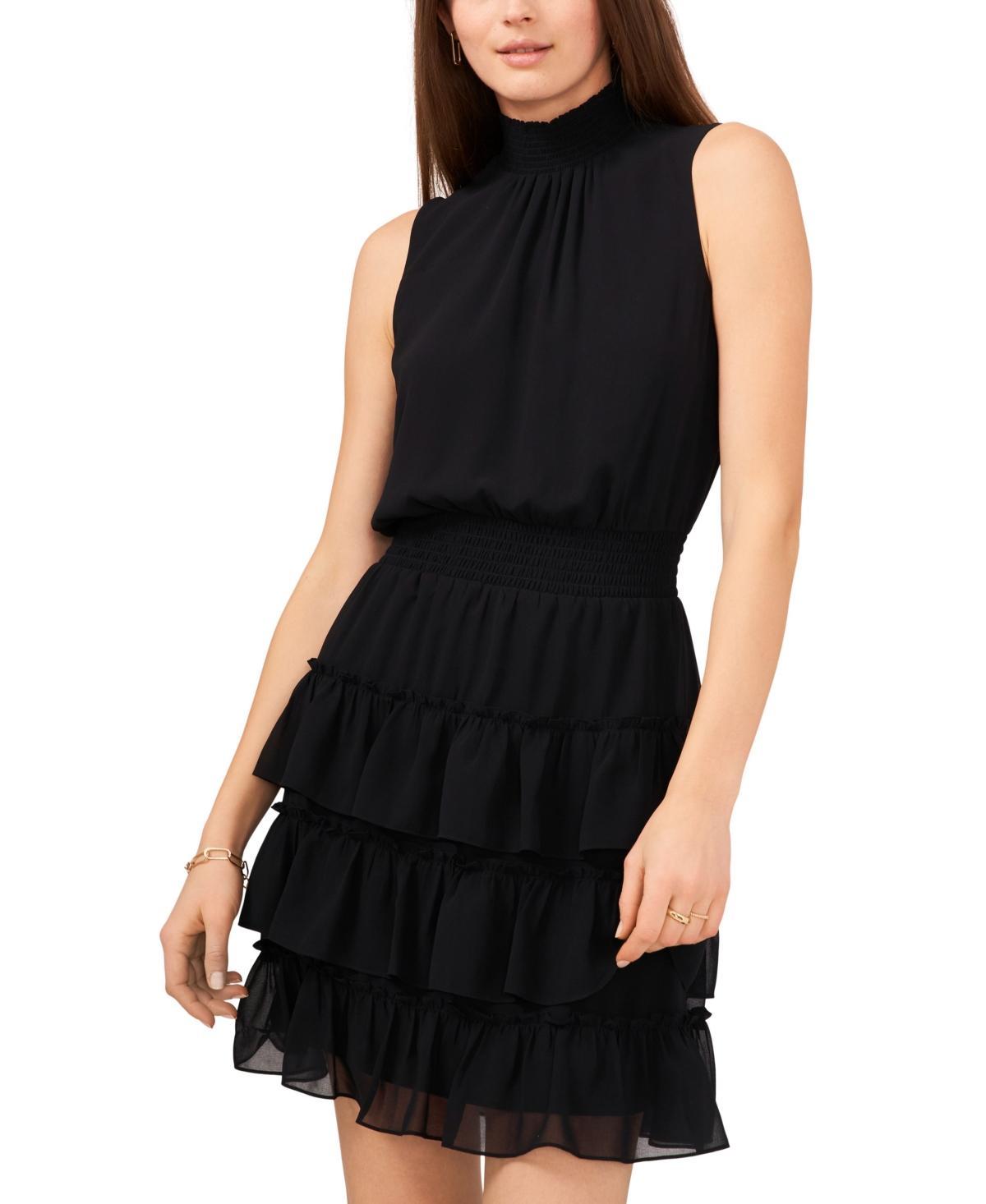 1.state Womens Sleeveless Smocked Neck Dress with Ruffle Tiered Skirt Product Image