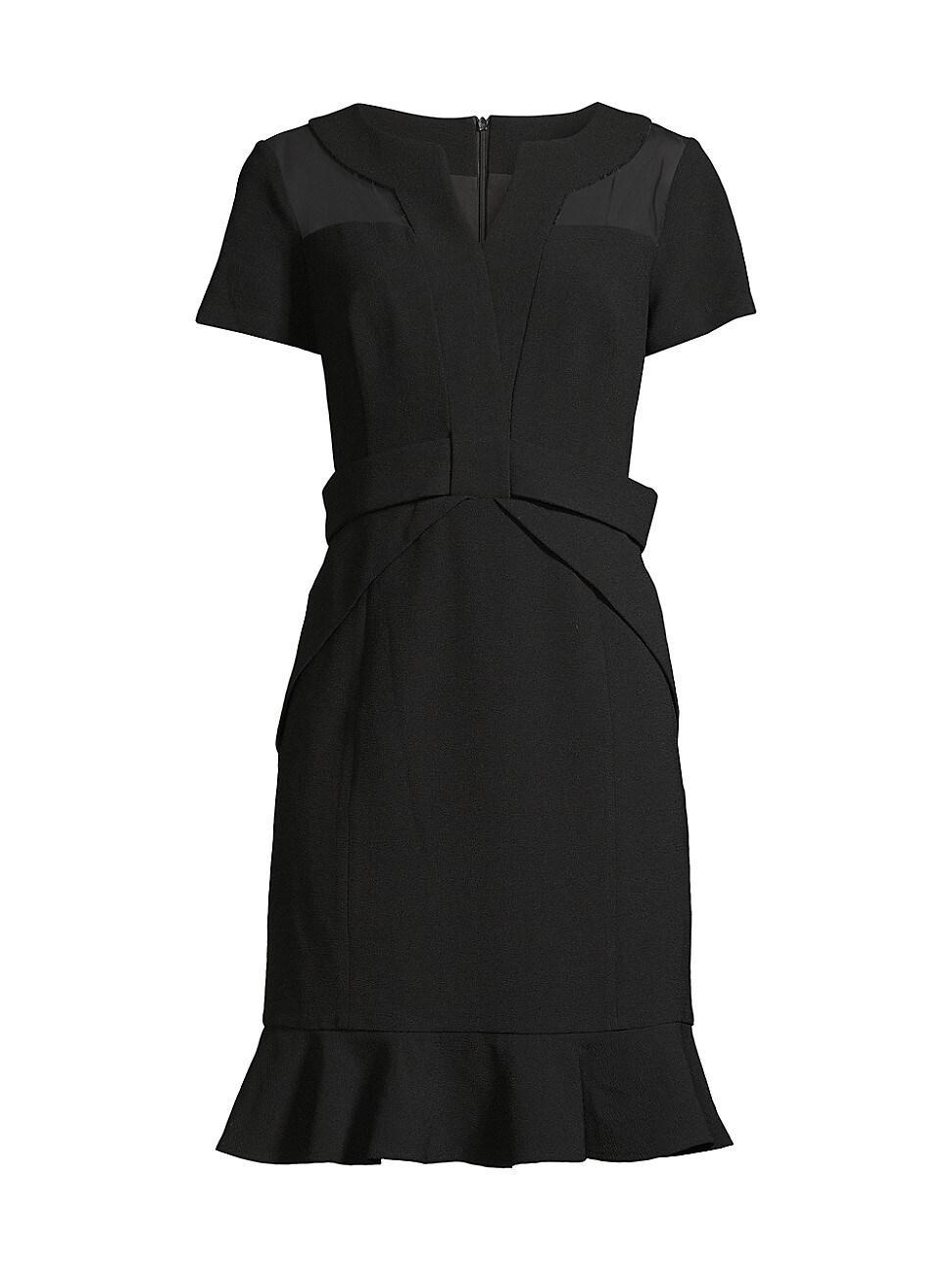 Womens Flounce Crepe & Silk Sheath Dress Product Image