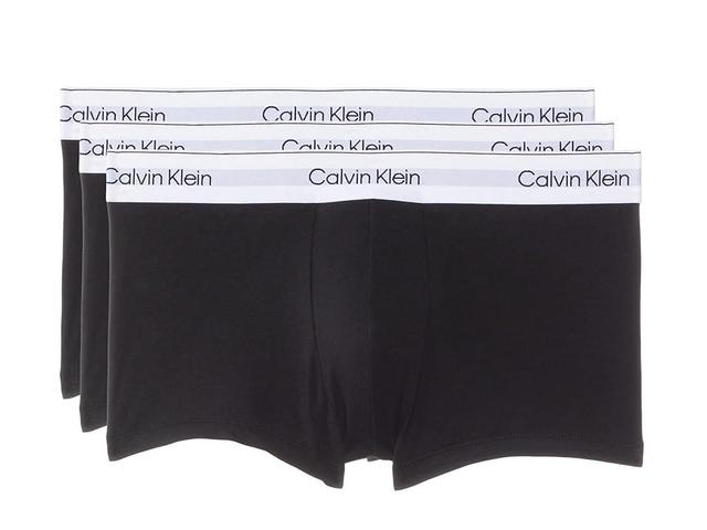 Calvin Klein Underwear Modern Cotton Stretch Low Rise Trunk 3-Pack Black/Black) Men's Underwear Product Image