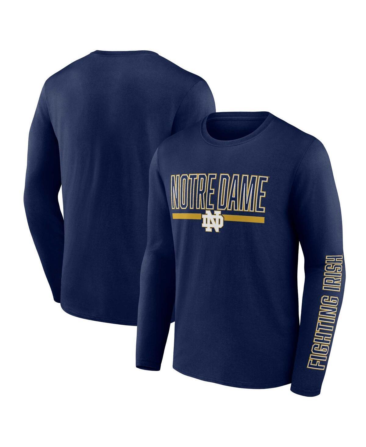 Mens Profile Navy Notre Dame Fighting Irish Big and Tall Two-Hit Graphic Long Sleeve T-shirt Product Image