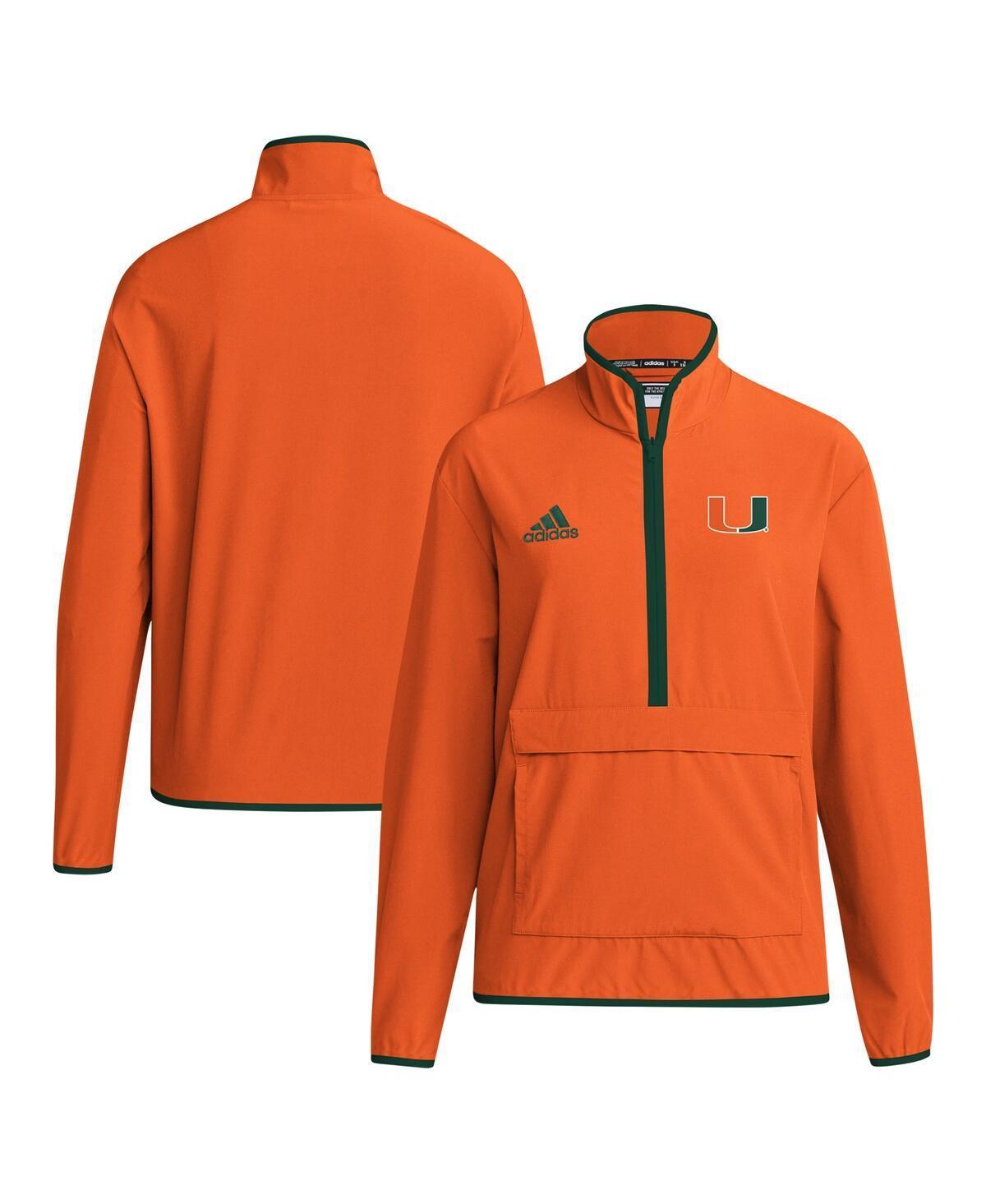 Adidas Mens Orange Miami Hurricanes Coaches Sideline Half-Zip Jacket Product Image