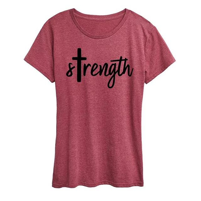 Womens Strength Cross Graphic Tee Grey Dark Red Product Image