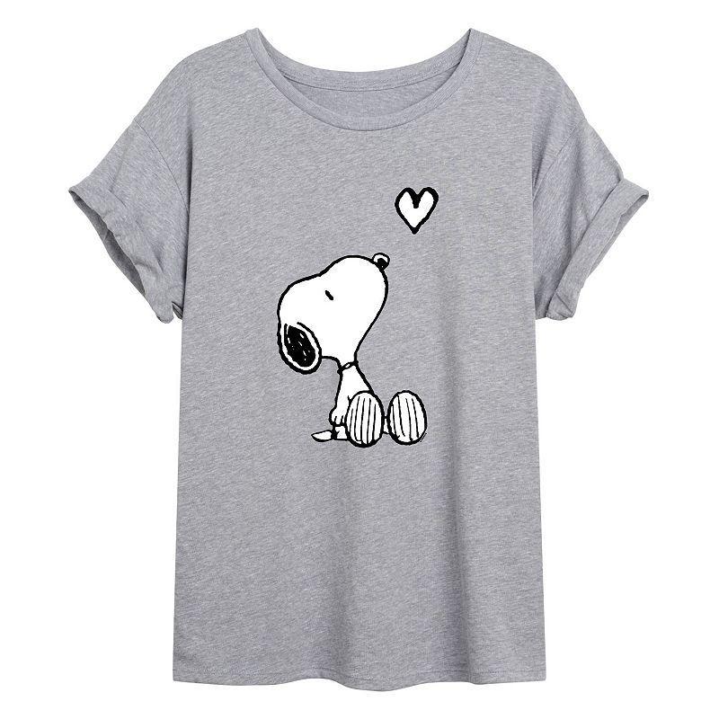 Juniors Peanuts Snoopy Heart Flowy Tee, Girls Product Image