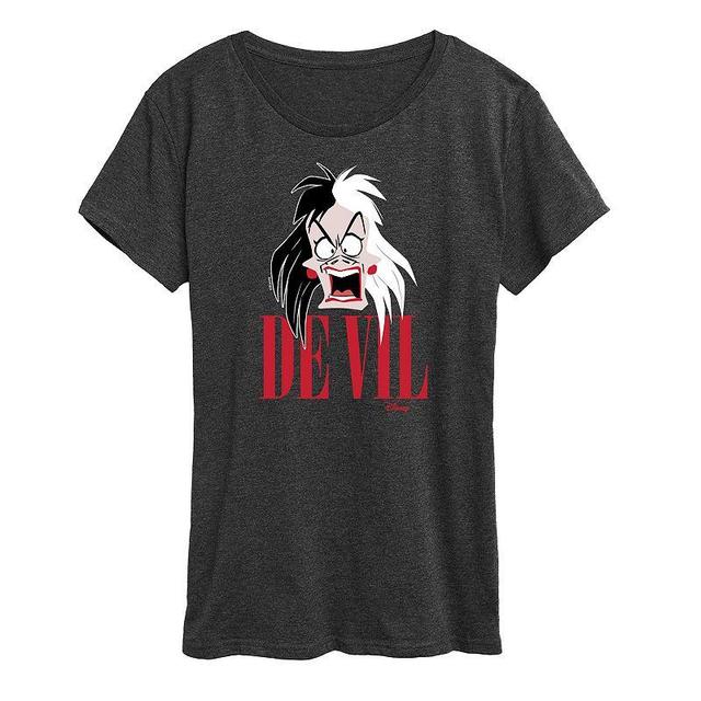 Disneys 101 Dalmations Cruella Womens Graphic Tee Heather Grey Product Image