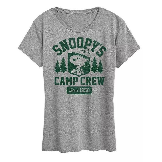 Womens Peanuts Snoopys Camp Crew Graphic Tee Product Image