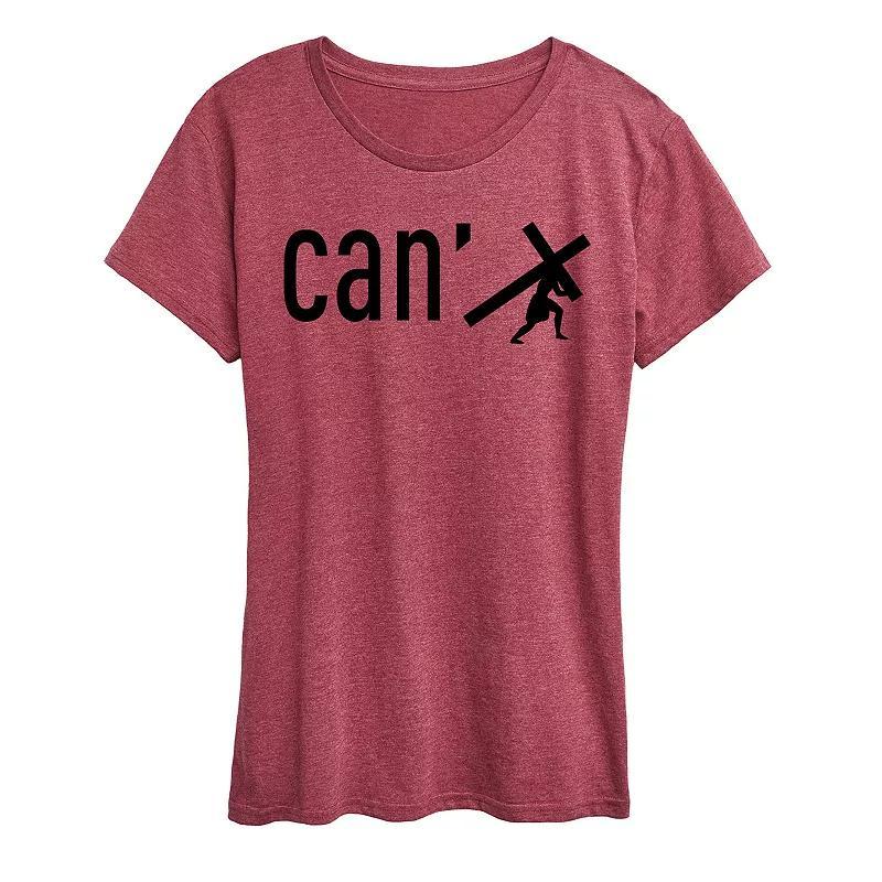 Womens Can With Jesus Graphic Tee Grey Dark Red Product Image