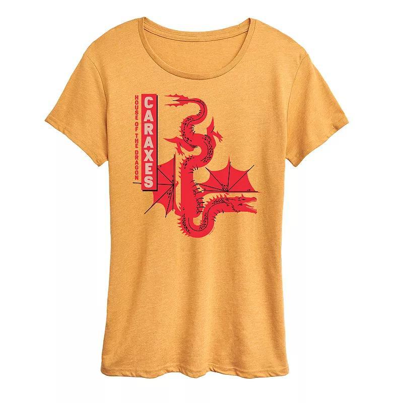 Womens House of the Dragon Caraxes Dragon Graphic Tee Grey Yellow Product Image