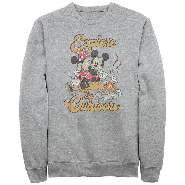 Mens Disneys Mickey & Minnie Explore The Outdoors Sweatshirt Athletic Grey Product Image