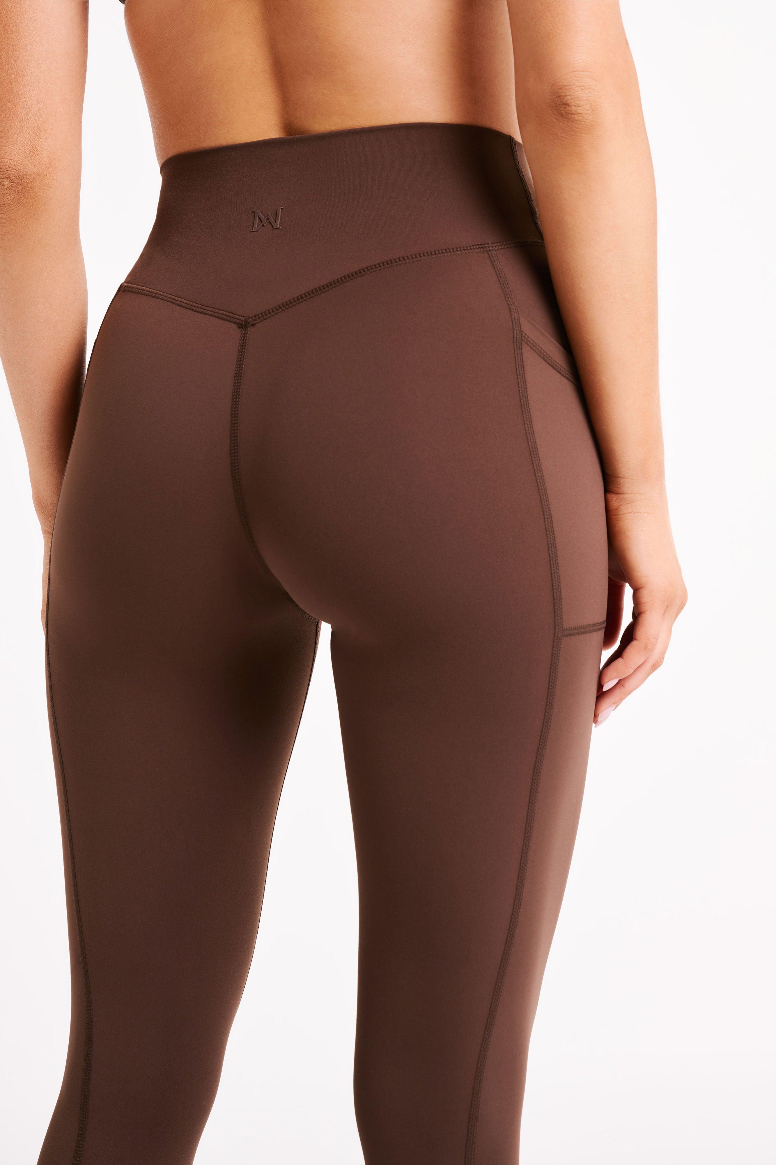 Briar V Back Leggings With Pockets - Dark Chocolate Product Image