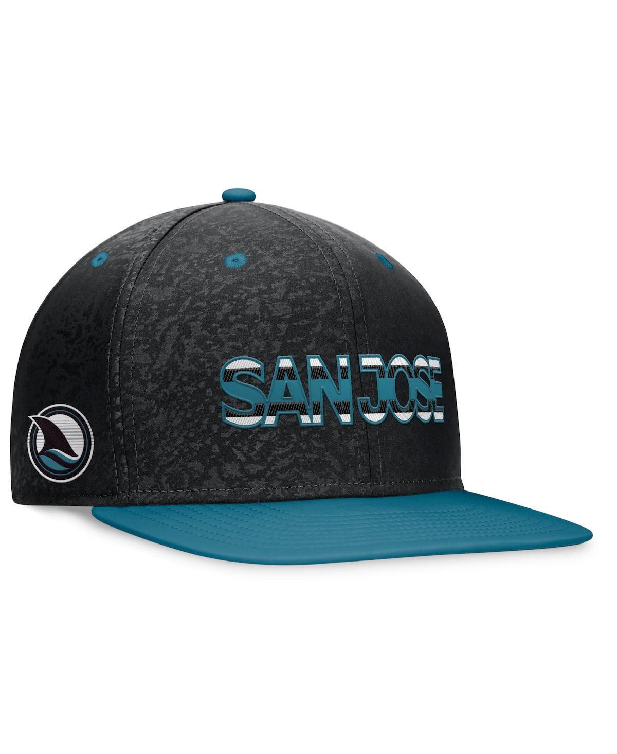 Mens Fanatics Branded Black/Teal San Jose Sharks Alternate Logo Adjustable Snapback Hat Product Image