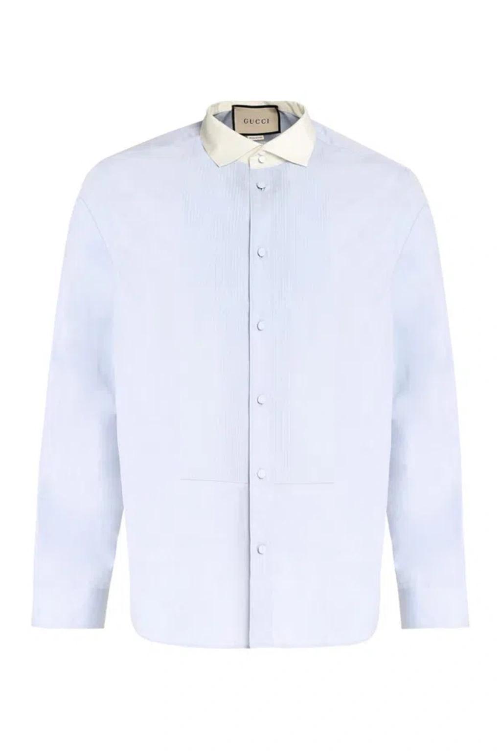 GUCCI Cotton Shirt In Blue Product Image