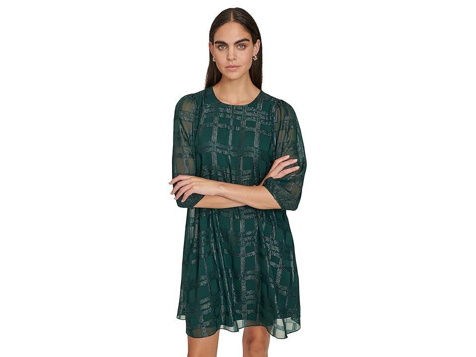 Calvin Klein Glitter Chiffon Dress (Malachite) Women's Dress product image