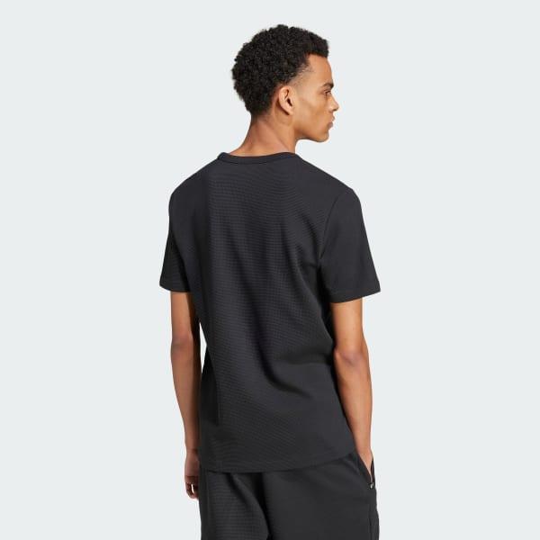 adidas Trefoil Essentials Waffle Tee Black XL Mens Product Image