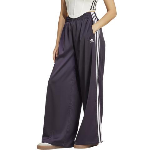 adidas Adicolor Satin Wide Leg Track Pants Aurora Black 6 Womens Product Image