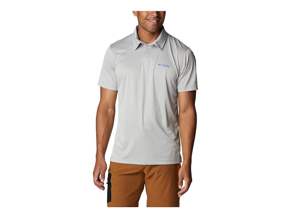 Columbia Men's Terminal Tackle Heather Polo Cool Grey Heather / Vivid Blue Logo Product Image