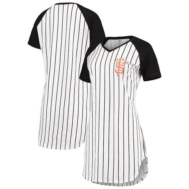 Womens Concepts Sport /Black San Francisco Giants Vigor Pinstripe Raglan V-Neck Nightshirt Product Image