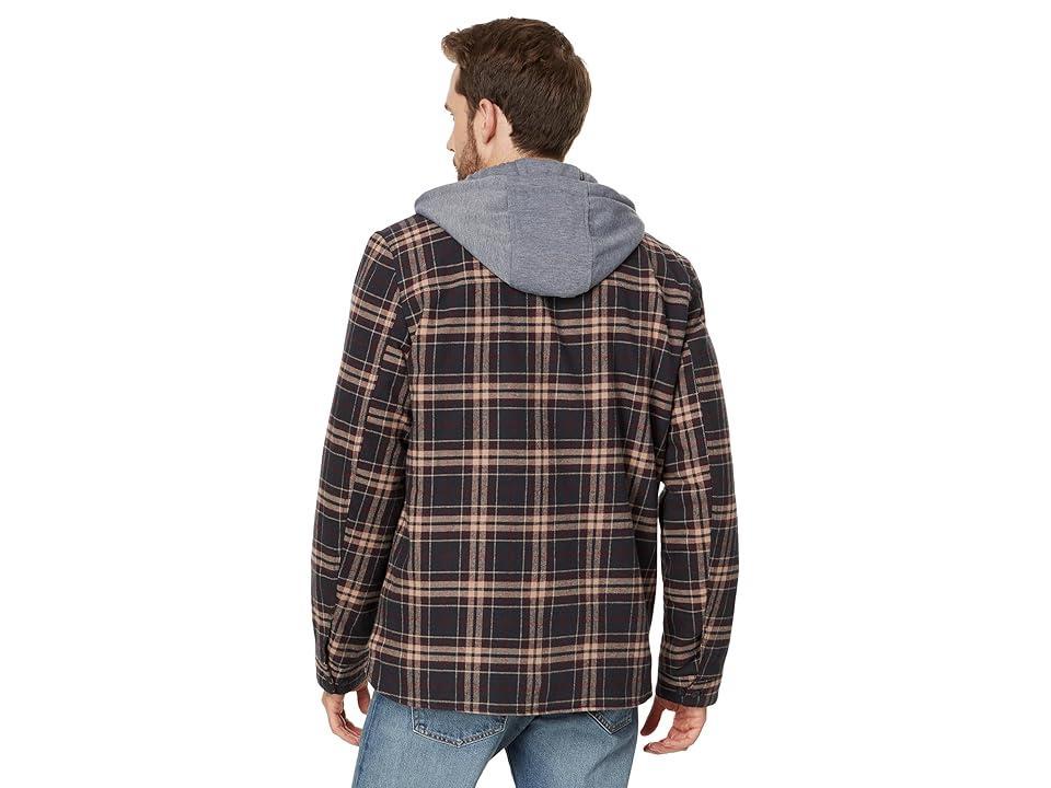 Levi's(r) Washed Cotton Shirt Jacket with A Jersey Hood and Sherpa Lining (Black/White Buffalo Plaid (WPB)) Men's Clothing Product Image