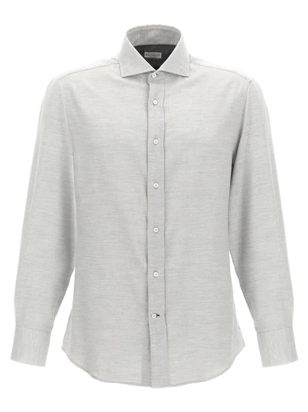 BRUNELLO CUCINELLI Flannel Shirt Shirt, Blouse Gray Product Image