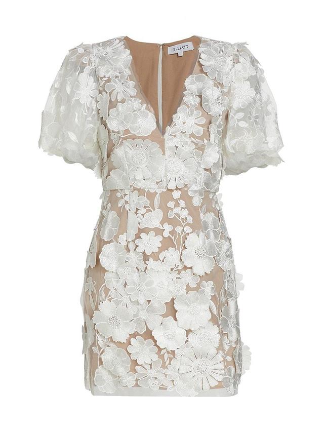 Womens Zayla Floral Lace Puff-Sleeve Minidress Product Image