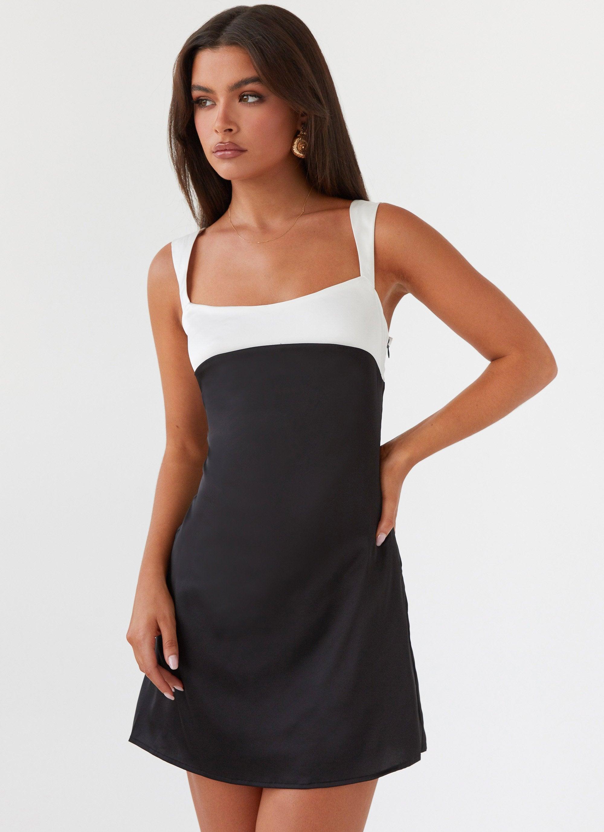 Odette Satin Mini Dress - Onyx Product Image