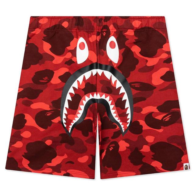 Color Camo Shark Sweat Shorts - Red Male Product Image