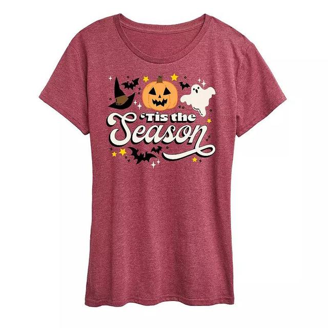 Womens Tis The Season Halloween Graphic Tee Grey Wine Product Image