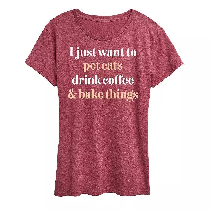 Womens Pet Dogs Drink Coffee Bake Graphic Tee Product Image