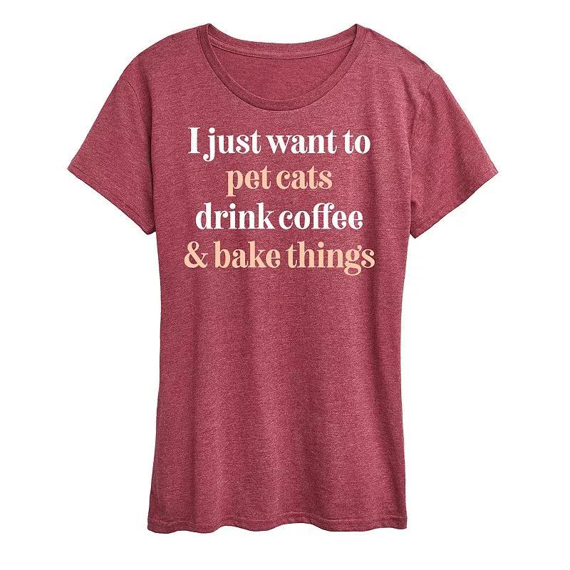 Womens Pet Dogs Drink Coffee Bake Graphic Tee Product Image